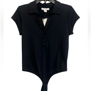 White House Black Market NWT Midnight Button-Up Bodysuit